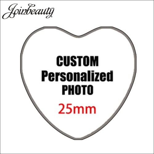 JOINBEAUTY Custom Heart Shape Glass Cabochon Photo Charms For Keychain Earrings Demo Flat Back Making Findings NA01