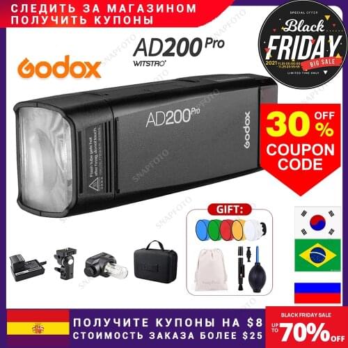 Godox AD200Pro TTL Pocket Flash Kit Camera Flash LED Light for Canon Nikon DSLR photo studio Accessories youtube live tik tok