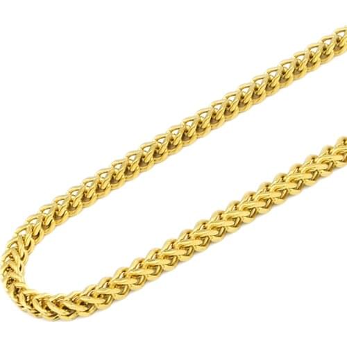 CHIMDOU Square Curb Cuban Mens Necklace Chain Stainless Steel Necklaces for Man Classic Fashion Length 91cm Wide 6mm Gold Color