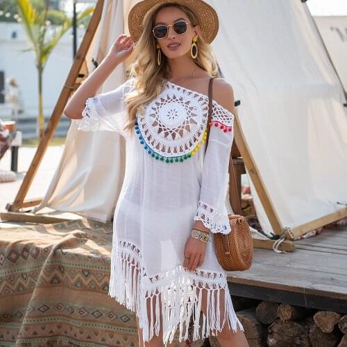 Summer Women Bikini Cover Up Floral Lace Hollow Swimsuit Cover-Ups Bathing Suit Beachwear Tunic Beach Dress Hot