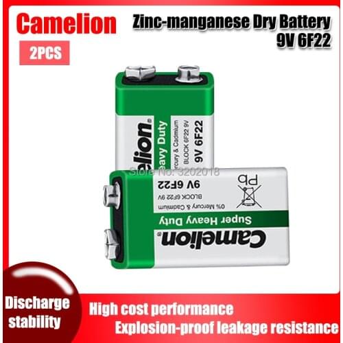 2pc Camelion 6F22 PPP3 6LR61 9V Lithium Battery Super Heavy Duty Dry high-discharge high current Batteries For Radio Alarm Toy
