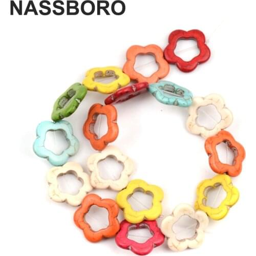 Fashion Flowers Shape Natural Stone Beads Loose Spacer Beads 24MM 15" Diy Charm Necklace Bracelet Jewelry Making Wholesale