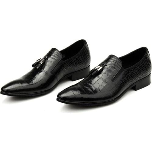 PJCMG Mens Formal Shoes Genuine Leather Oxford Shoes For Men Italian Dress Shoes Wedding Slip-On Leather Business Shoe