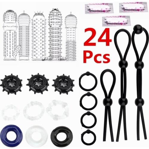 Penis Ring Set Cock Sleeve Delay Ejaculation Cockring Dick Erection Condom Stretcher Erotic Products Adult Sex Toys For Men