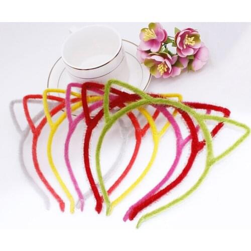 Novelty Girls Furry Cat Ears Hair Hoops Hairbands 29 Colors Stylish Women Headband Sexy Devil Cat Hair Band Accessories Headwear