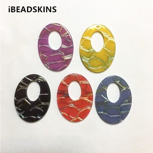 New arrival! 41x31mm 50pcs/lot acrylic stripe oval-shape charms for earrings accessories earring/Jewelry DIY making