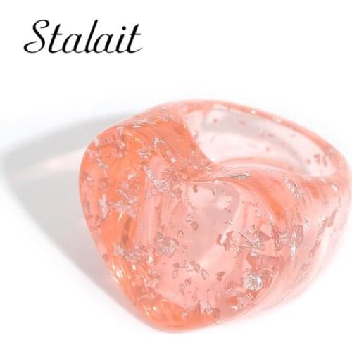 New Trend Line Love Peach Heart Rings Resin Plastic Candy Color Ring Valentines Day Gift Ladies Party Jewelry Lucki Charm Ring