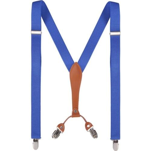 Y-Shape 4 Clips Braces Male Unisex Vintage Casual Leather Suspenders 2.5cm Width For Man Woman Microfiber Braces