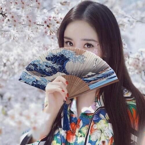 Hand Fan Mount Kanagawa Waves Japanese Folding Fan Pocket Fan Wedding Accessories Decoration Gift Event Supplies Decoration