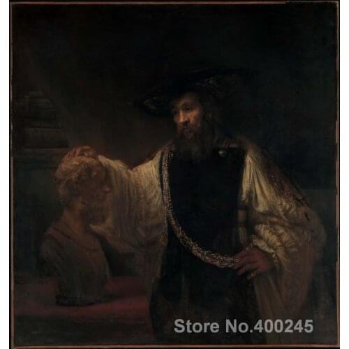 Modern Portrait photo to canvas Aristotle with a Bust of Homer by Rembrandt van Rijn High quality Handmade