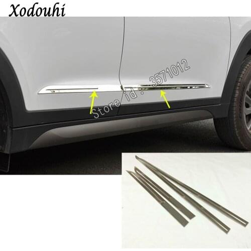 Car styling stainless steel Door Body trim stick Strip Molding Stream lamp panel bumper 4pcs For Hyundai Tucson 2019 2020