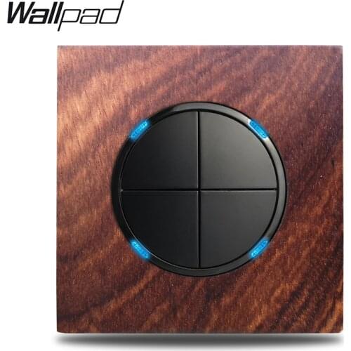 L6 Genuine Wood 4 Gang 2 Way 1 Way Changeover Light Electric Switch Push Button LED Indicator Light Wallpad