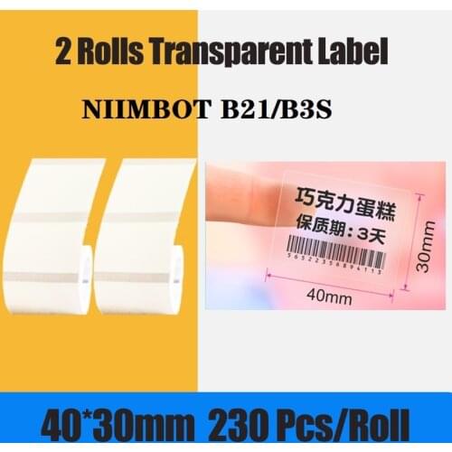 Niimbot B3S / B21 Thermal Label Transparent Color Self Adhesive Waterproof Oil Tear Printing Stationery Cute Stickers Kawaii