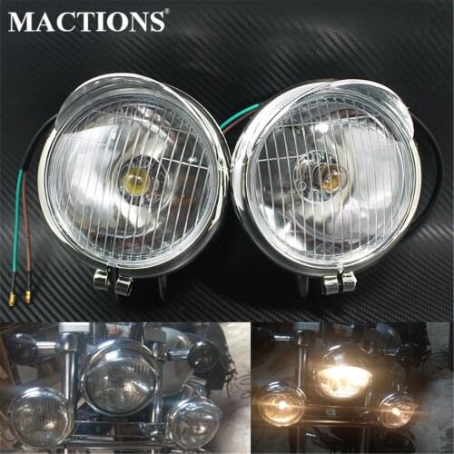 Universal Motorcycle 12V Chrome Fog Lights 2PCS Headlight Visor Headlamp ABS For Harley Touing Dyna Sportser Softail For Honda