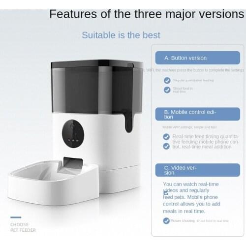 Pet intelligent feeder 4/6L capacity vedio version remote monitoring timing quantitative automatic cat and dog feeding device