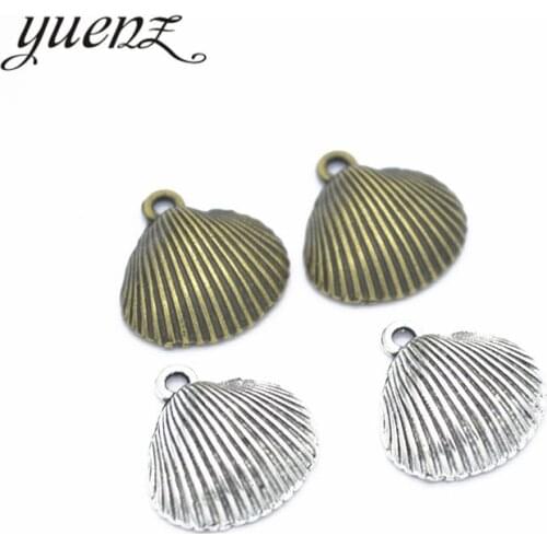 YuenZ 10 pcs 2 color Antique Silver color shell Charms Zinc Alloy necklace,earring bracelet jewelry DIY handmade 17*17mm D752