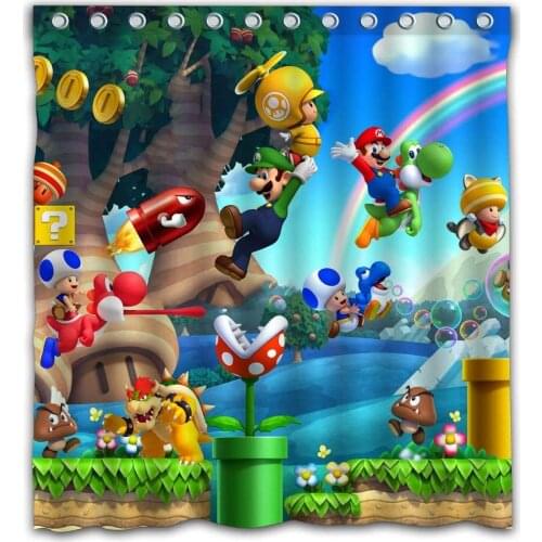 Super Mario Game Shower Curtain Waterproof with Color Bathroom Decoration