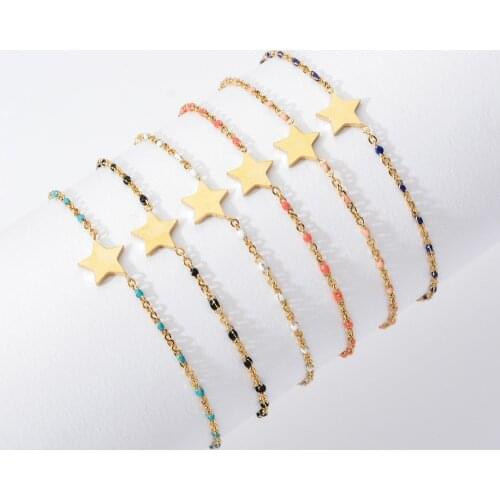 ZMZY Simple Jewelry Gold Color Chain Stainless Steel Star Charm Bracelet Femme Wedding Bracelet Friends Love Gift