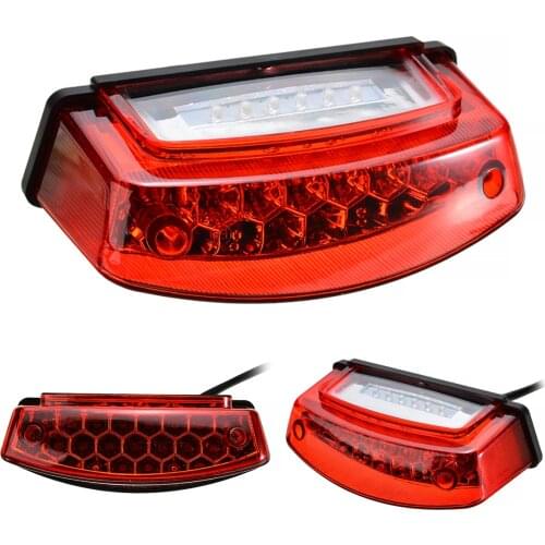 1pc 12V 21 LED Motorcycle 6LED White License Plate Light 15LED Red Tail Rear Lights Brake Stop Lamp 3 Wire