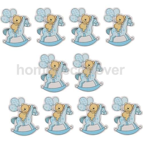 10pcs Wooden Horse Carriage Embellishments Card Making Baby Shower