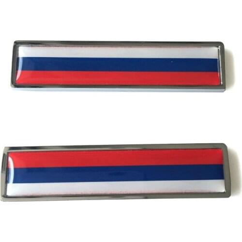 2PCS US Russia UK Flag Style Stainless Steel Car 3D Door Decals Decoration Stickers for Chrysler Cadillac Ford Buick Chevrolet