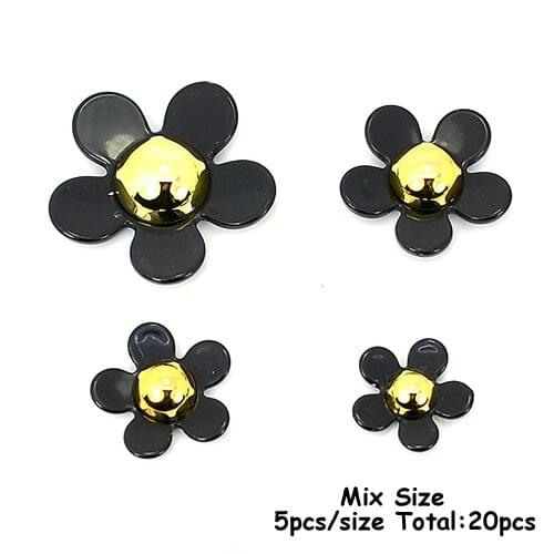 20pcs/lot FlatBack Resin Black Daisy Flower Cabochons Jewelry Fit Mobile Phone Headwear DIY Handmade Decoration Accessory K04293