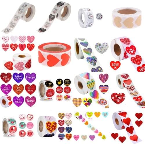 500pcs Heart Shaped Label Sticker Scrapbooking Gift Packaging Seal Birthday Party Wedding Supply Stationery Sticker