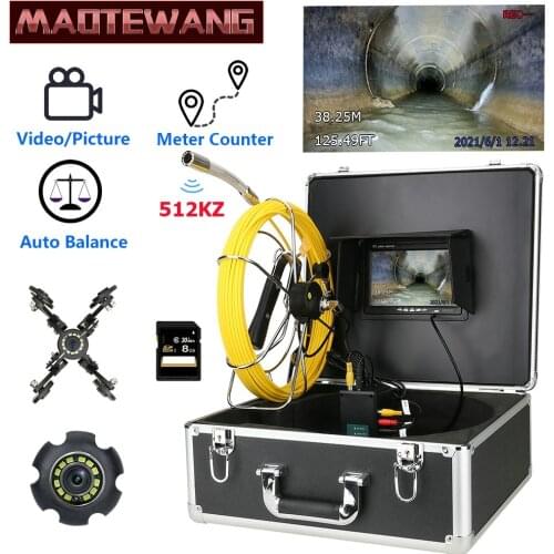 7 inch DVR Monitor 20M Sewer Pipe Inspection Video Camera with Meter Counter Auto Self Leveling 512HZ Transmitter Pipe Locator