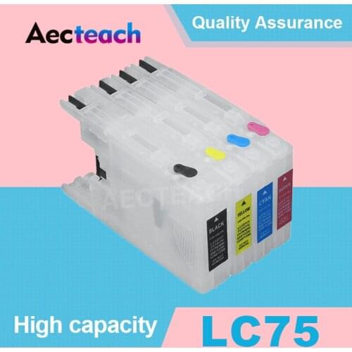 Aecteach LC75 LC12 LC71 LC73 LC40 LC400 LC1220 LC1240 Refillable Ink Cartridges for Brother DCP-J525N J540N J740N J925N Printer
