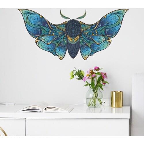 Watercolor Blue Moth Wall Stickers Home Decor Bedroom Living Room Wall Decoration Aesthetic Mural Art Decals for Furniture