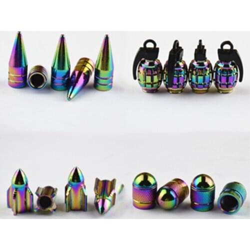 2PCS Aluminum Car Bike Tire Valve Caps Neon Lights Color Bullet Design Car Truck Air Port Cover Tire Rim Valve Wheel Stem Cap
