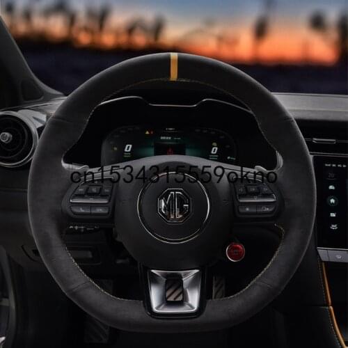 Car Steering Wheel Cover For MG 6 2017-20 Interior Accessories DIY Black Suede