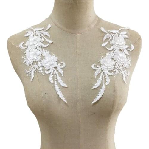 3D Handicrafts Applique Shirt Sewing Accessories Embroidery Colorful Lace Ladies Clothing Decoration Accessories 1 pair for sale