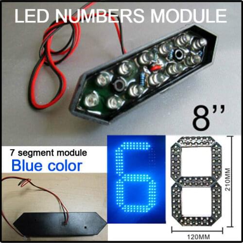 8" blue color digita numbers module,outdoor waterproof seven segment,led sign,led clock,led billboard,led temperature display