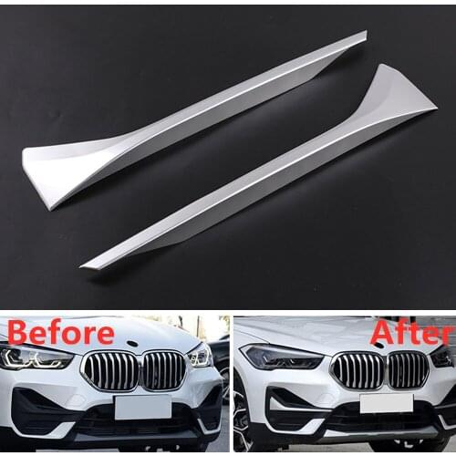 2Pcs/set Car Front Fog Light Lamp Decoration Strips Trim Styling For BMW X1 2020 New Auto Moldings