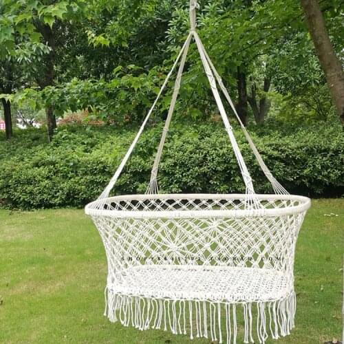 Nordic wind baby cradle rocking chair outdoor leisure white cotton cord cradle, baby cradle bed