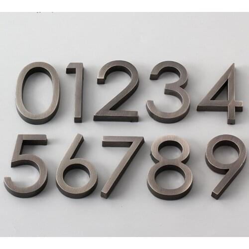0123456789 Modern Grey Plaque Number House Hotel Office Door Address Digits Sticker Plate Sign ABS plastic