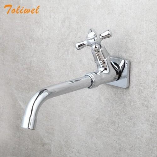 Chrome Bathroom Basin Faucet Wall Mounted Cold Water Faucet Bathtub Vessel Sink Faucet Mop Pool Tap WF0028B