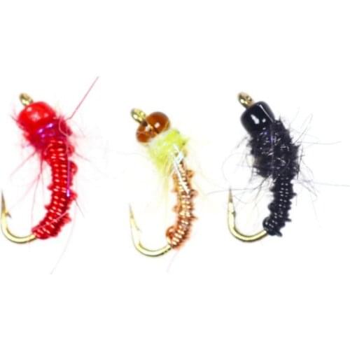 6PCS Copper Bead Head Nymph Flies Trout Artificial Fishing Bait Single Metal Barbed Hook Fly Lure Tools Outdoor Accessories