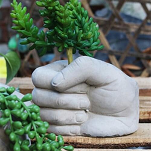 Creative 3D Human Man Fist Vase Concrete Silicone Pot Mould DIY Clay Craft Desktop Decorating Pen Holder Molds