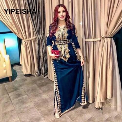 Moroccan Caftan Evening Dresses 2021 Appliqued Lace Arabic Muslim Special Occasion Dresses Evening Party Gowns