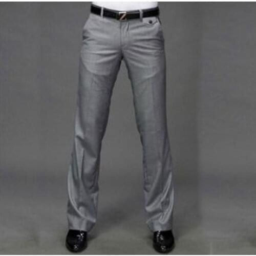 2021 New Mens Flared Trousers Formal Pants Bell Bottom Pant Dance White Suit Pants Size Leisure simplicity Solid color