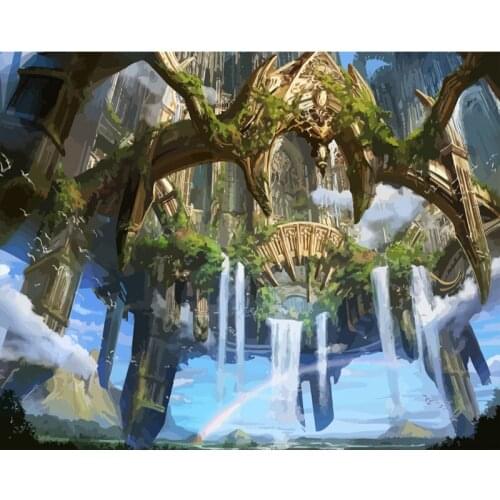 Fantasy Landscape House Scenery Painting By Numbers Picture Colouring Zero Basis HandPainted Oil Painting Unique Gift Home Decor