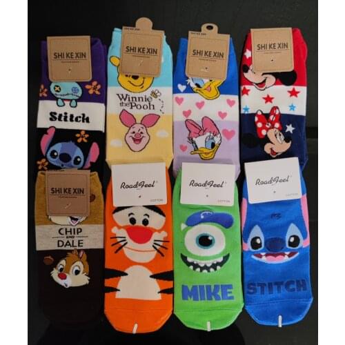 New Arrival Disney Mickey Minnie Donald Duck Daisy Winnie Piglet Simba Socks Spring Autumn Anime Women Cotton Socks doll
