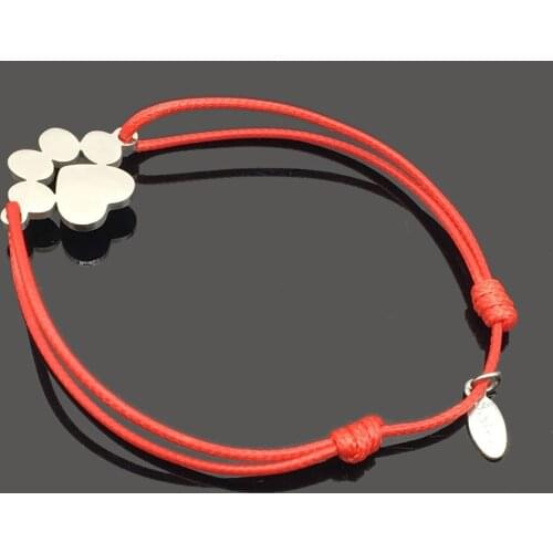 New Bear Print Stainless Steel Charm Wish Bracelet High Quality Bear Paw Stainless Steel Pendant Adjustable String Gift Bracelet