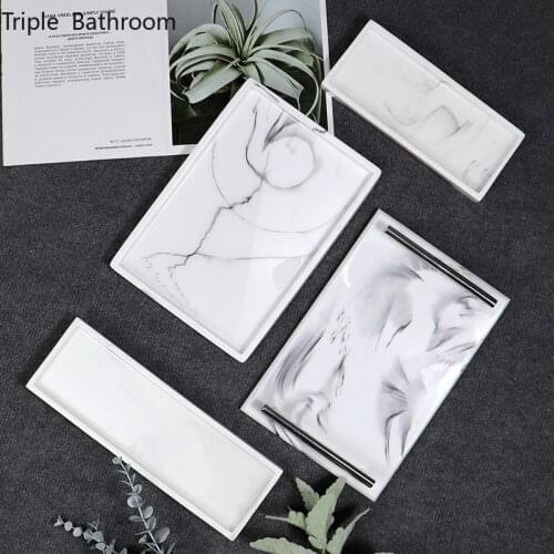Nordic Resin Tray Square Wash Supplies Shower Gel Toothbrush Holder Mouth Cup Tray Holder Desktop Organizer Bathroom Storage