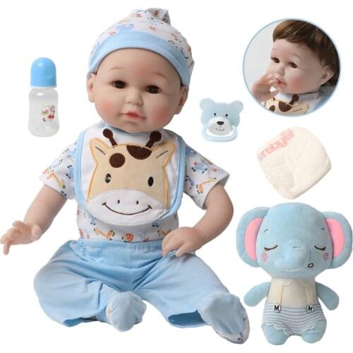 56cm bebe reborn doll 22 inch Lifelike Silicone reborn baby doll toddler Real clothes With Elephant Birthday toys for Children