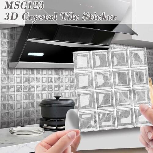 Mosaic Tile Sticker 3D Self-Adhesive Removable Wall Paper Tile DIY Craft Decoration for Kitchen Bathroom Papel De Parede