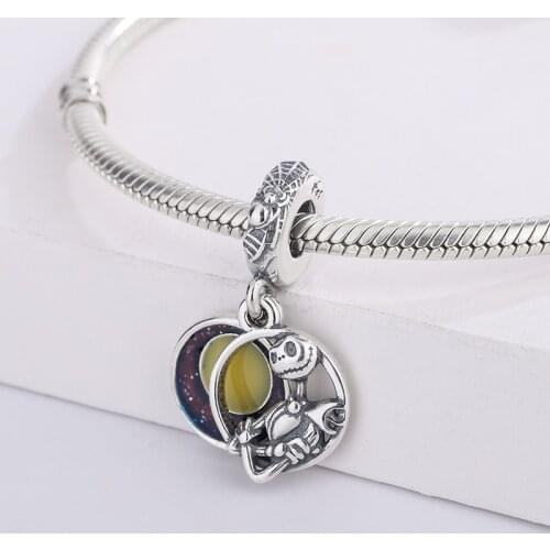 925 Sterling Silver Beads Fits Pandora Bracelet Nightmare Before Christmas Double Dangle Charm for Women Jewelry DIY Making