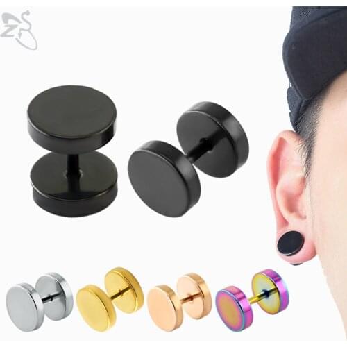 ZS 16G Round Stainless Steel Stud Earrings For Men Women Colorful Ear Studs 3-14MM Simple Ear Helix Cartilage Piercing Earring